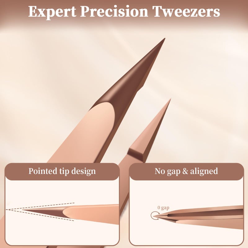 Velodios Pointed Tweezers for Women Facial Hair, Sharp & Precision Stainless Steel Tweezer for Eyebrows, Facial Hair and Fine Hairs Removal (Rose Gold) - Image 3